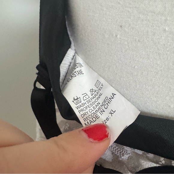 Elegant Lace mini slip Dress with Black Ribbon coquette goth fairy cottage XL - Picture 6 of 6